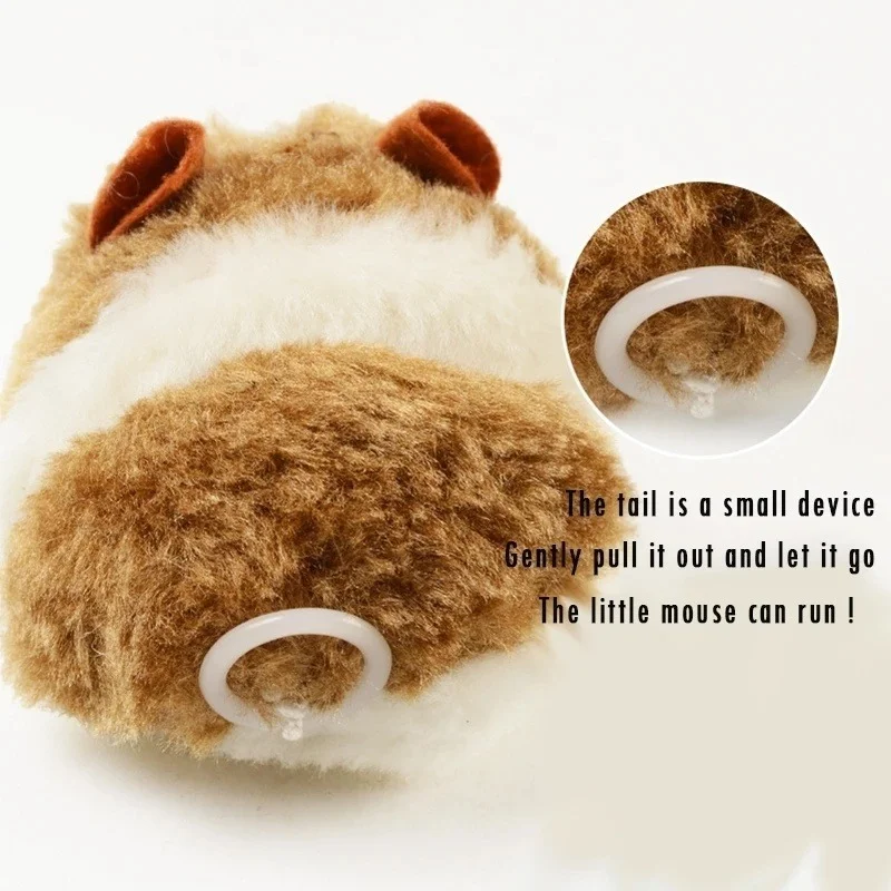 Nuevo juguete de ratón mecánico de simulación, volteá alrededor de correr, hámster de peluche, mascota, gatito, ratón de peluche de seguridad, juguete para regalo interactivo