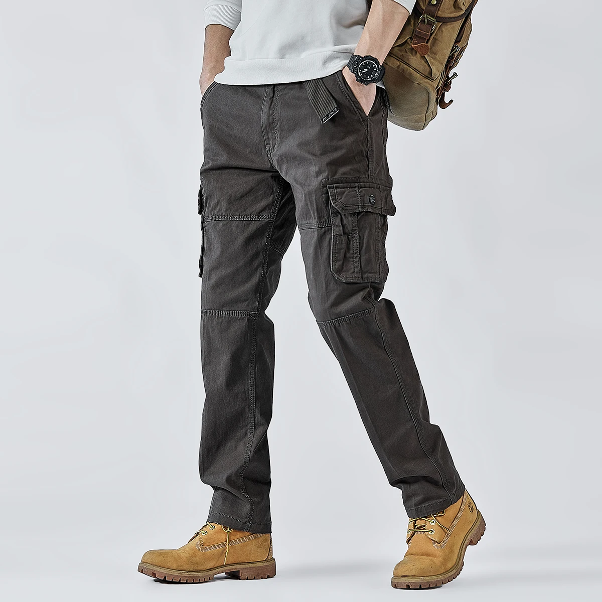 Pantalones Cargo para Hombre 2026, Corte Recto, Algodón Elástico, Pantalón Táctico Militar, para Campamento, Pesca, Trabajo, Casual, Color Caqui