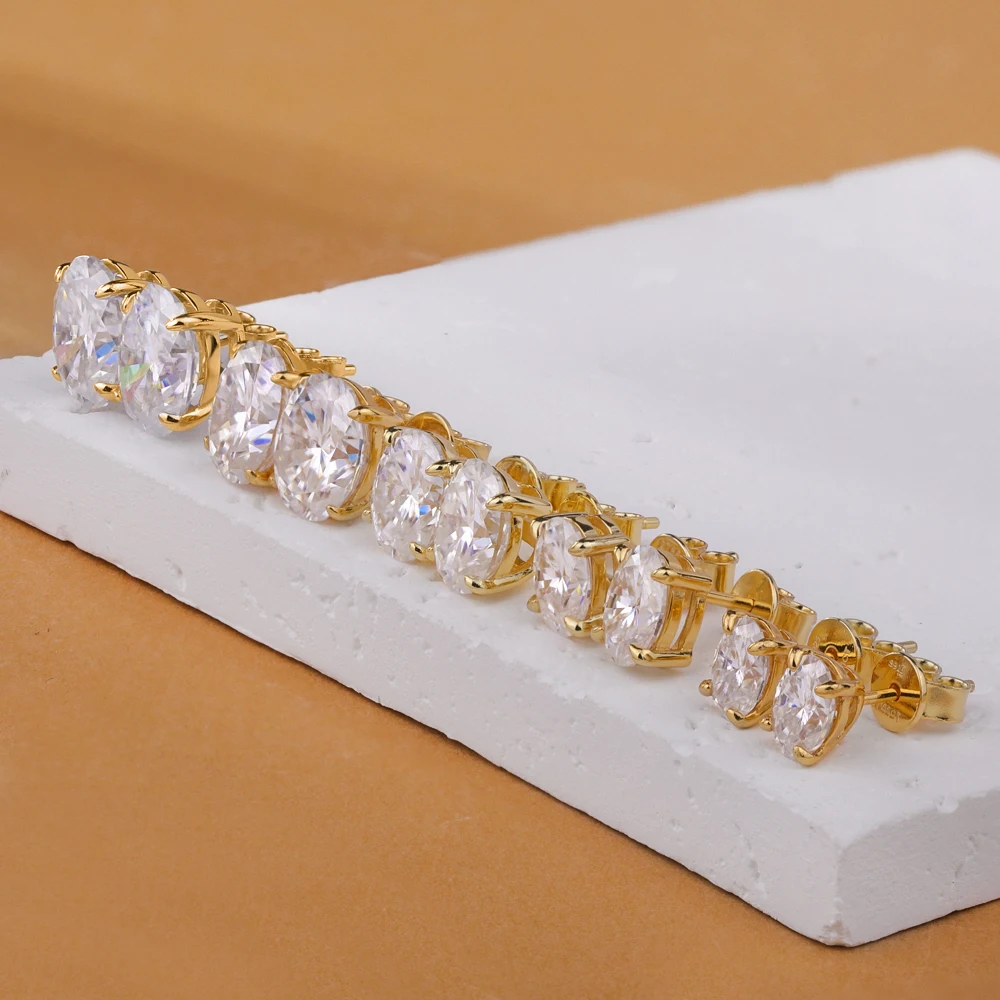 Pendientes de Moissanita Ovalada de 0.5-5ct para Mujer, Color D, Diamante Brillante, Plata de Ley 925, Joyería para Fiesta, Regalos