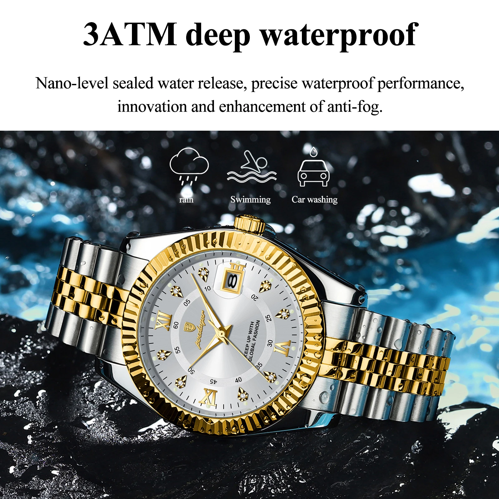 POEDAGAR, reloj de pulsera de lujo para hombres de negocios, resistente al agua, fecha luminosa, reloj militar para hombre, relojes de cuarzo de moda de acero inoxidable para hombres
