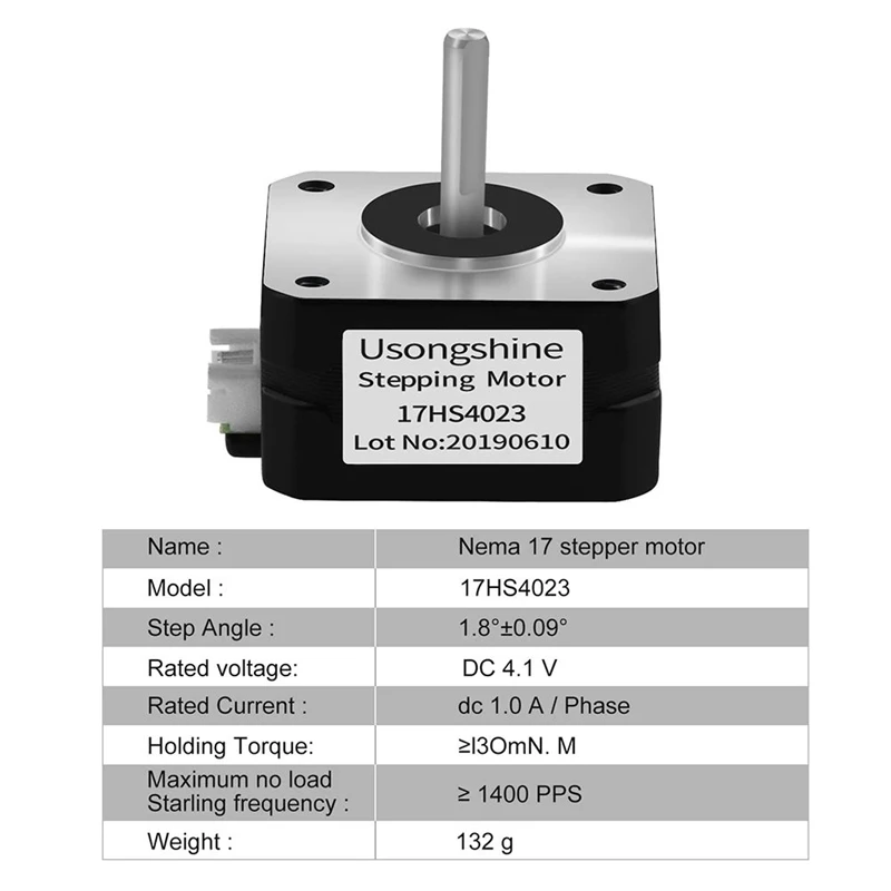 Motor paso a paso Nema17 17HS4023 17HS4401S 4Motor 2BGYH 4 conductores 1.0A 13N.cm para máquina de grabado láser CNC piezas de impresora 3D