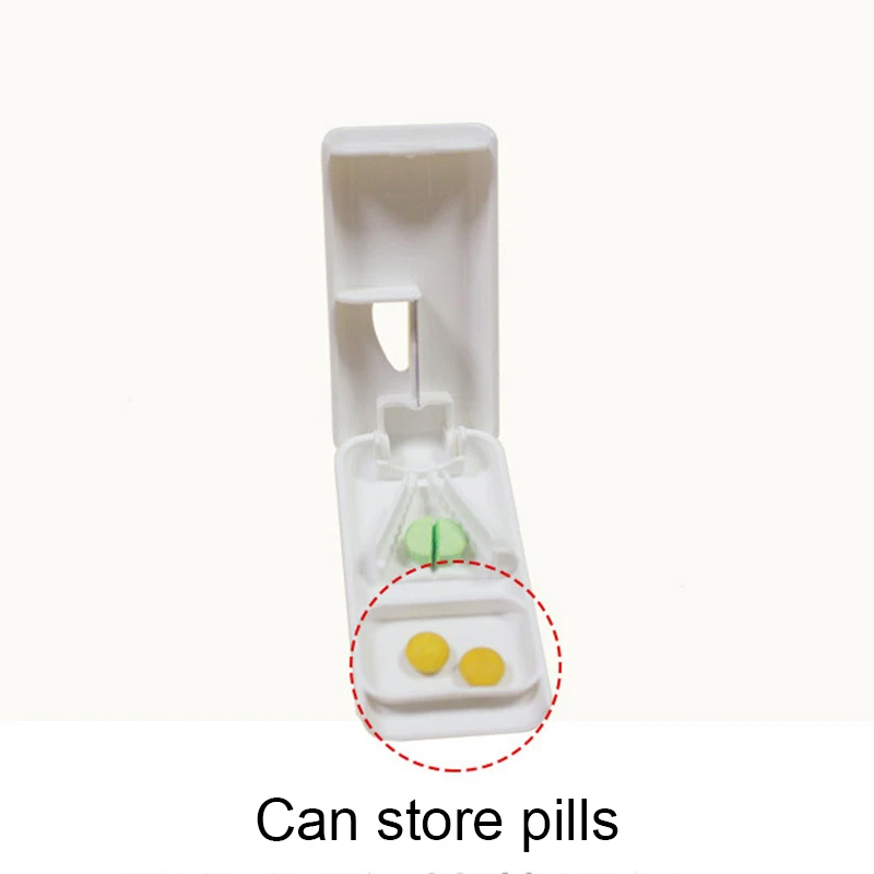Cortador de Pastillas y Divisor de Medicamentos, Caja de Almacenamiento de Medicamentos, Práctico para Alimentar Mascotas, Mini Portátil, Ahorra Esfuerzo