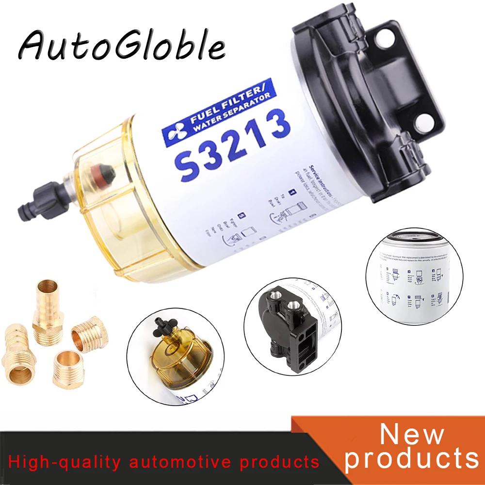 S3213 Conjunto de filtro separador de agua y combustible compatible con motor fueraborda Mercury Yamaha Racor Sierra Motor Boat 10 micras