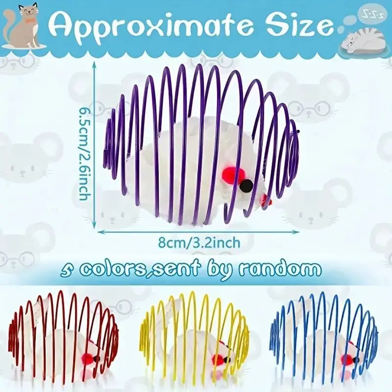 Pelotas de juguete para gatos, divertidos juguetes elásticos con resortes para gatitos, ratas enjauladas interactivas, bolas rodantes para gatos, accesorios para gatos de Color aleatorio para mascotas