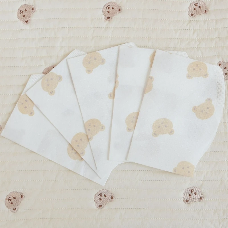 Paquete de 50 Baberos desechables para bebés de 6 meses a 2 años, babero de alimentación de oso de dibujos animados para niño y niña, toalla de baba no tejida
