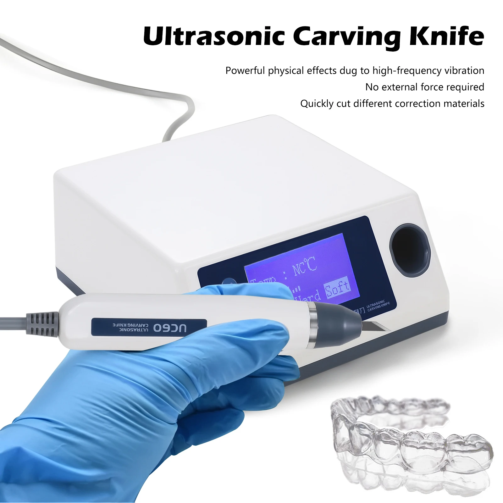 Máquina de Termoformado para Laboratorio Dental, Cuchillo de Tallado Ultrasónico Dental con 5 Cuchillas para Corte de Soportes Dentales