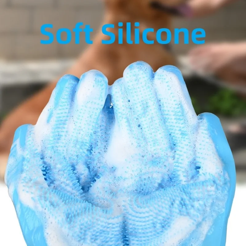 Guantes de limpieza para el cuidado de mascotas, guante de baño para perros y gatos, champú indirecto, depurador de Gel, guante de silicona suave y limpio, protección de la piel de las manos