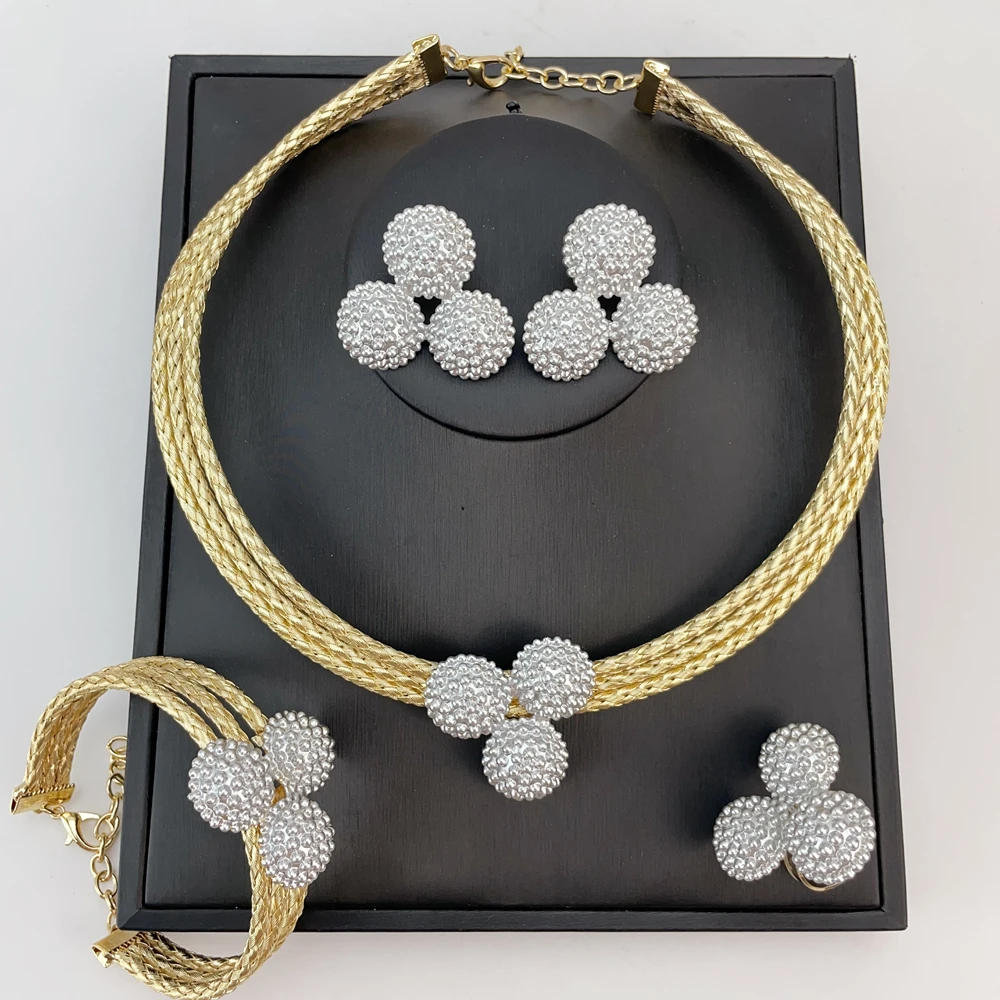Collar grande y audaz de estilo Simple brasileño, conjunto de joyería de novia africana de calidad de lujo para mujer, regalos de fiesta FHK22826