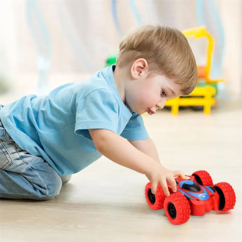 Mini coche de inercia de juguete para niños, reconocimiento automático de colisión, coche para correr de doble cara, juguete interactivo divertido para niños y niñas