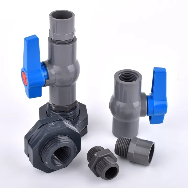1 Juego de conector de tanque de peces de acuario de PVC de 1/2 "3/4" 1 ", válvula de junta de tubo de drenaje de agua de entrada, accesorios de mamparo para tanque de agua de riego
