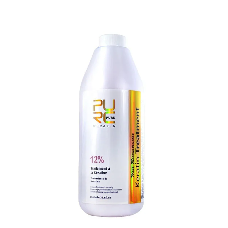 Tratamiento de Alisado y Reparación Capilar con Queratina Brasileña al 12% PURC, 1000 ml, Hidratante, Sedoso, Antiencrespamiento, para Puntas Abiertas, Cuidado Capilar Profesional