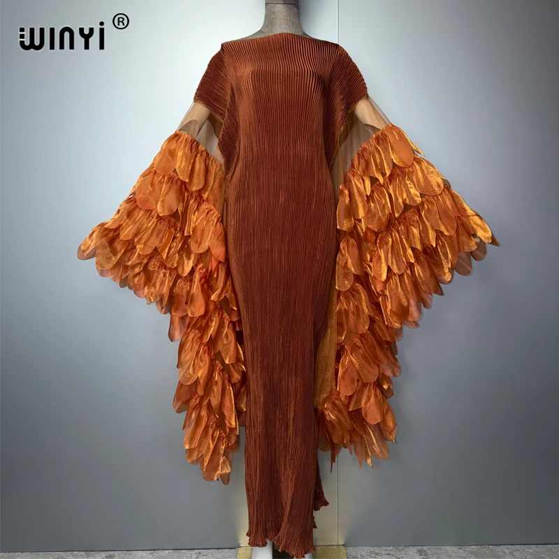 Vestido Plisado Elástico WINYI, Traje de Playa Monocromático, Kaftan Abaya Dubai, Vestido de Fiesta de Lujo, Vestido Largo de Noche para Mujer Musulmana