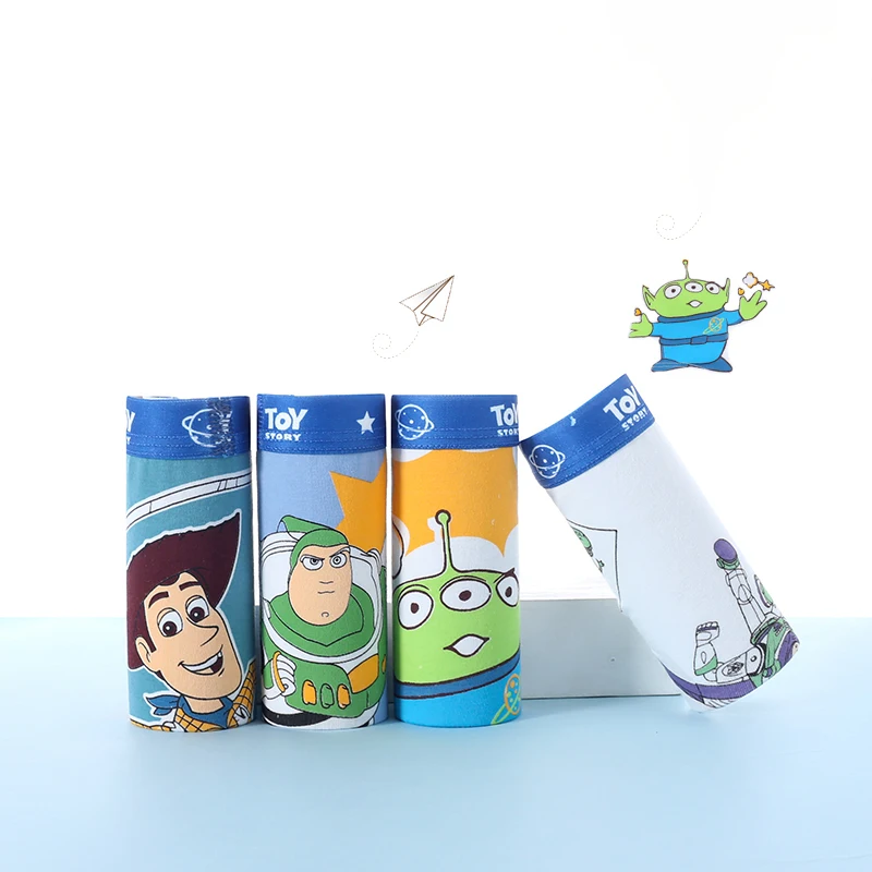 Ropa interior para niños de 4 piezas, calzoncillos de algodón para niños, calzoncillos con patrón de personaje de dibujos animados, Sheriff Woody, Buzz Lightyear, Boxers para niños de 2 a 9 años