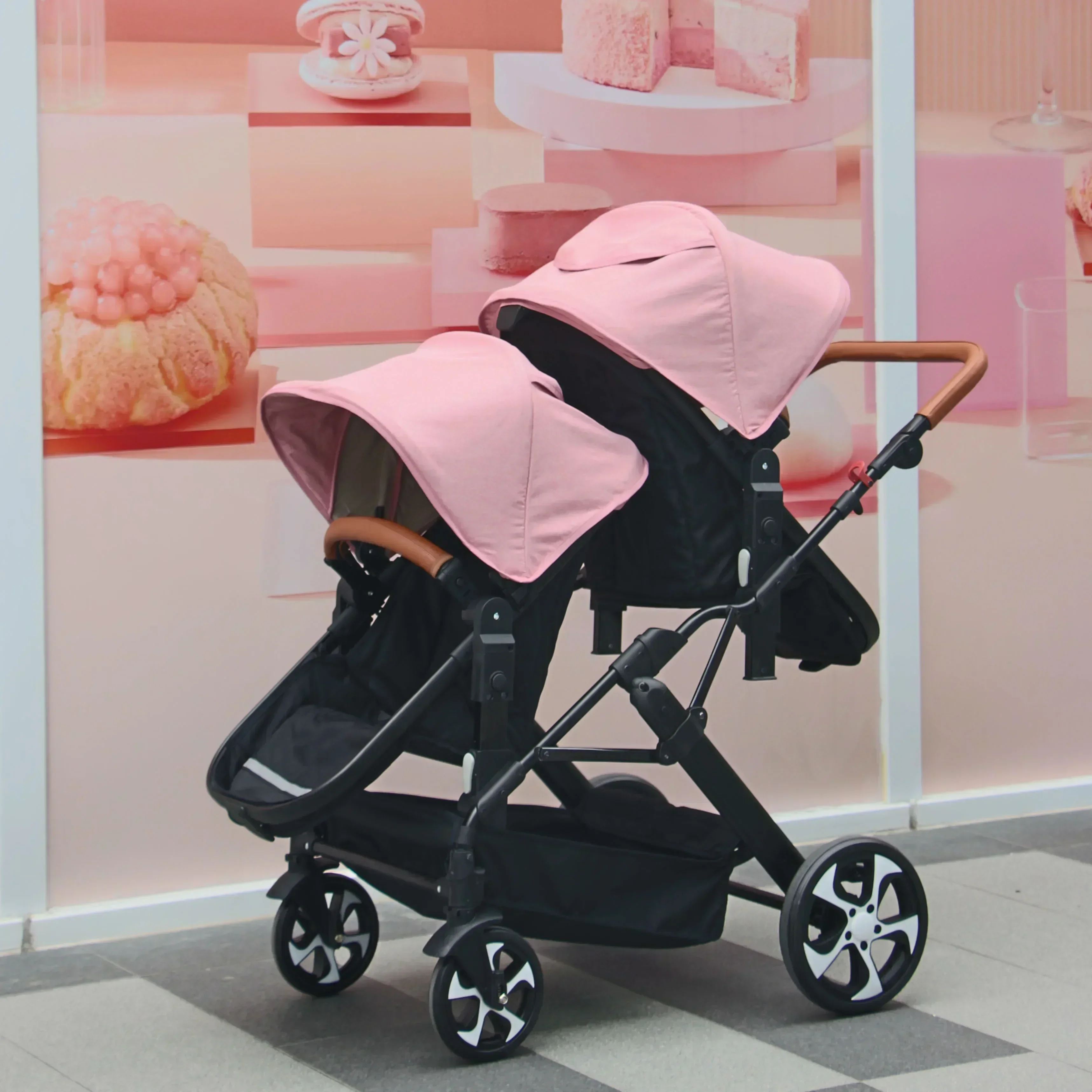 Cochecito doble para bebés 3 en 1 con asiento de coche, mosquitera y cubierta para lluvia, vista alta, plegable, bidireccional, en stock de la UE