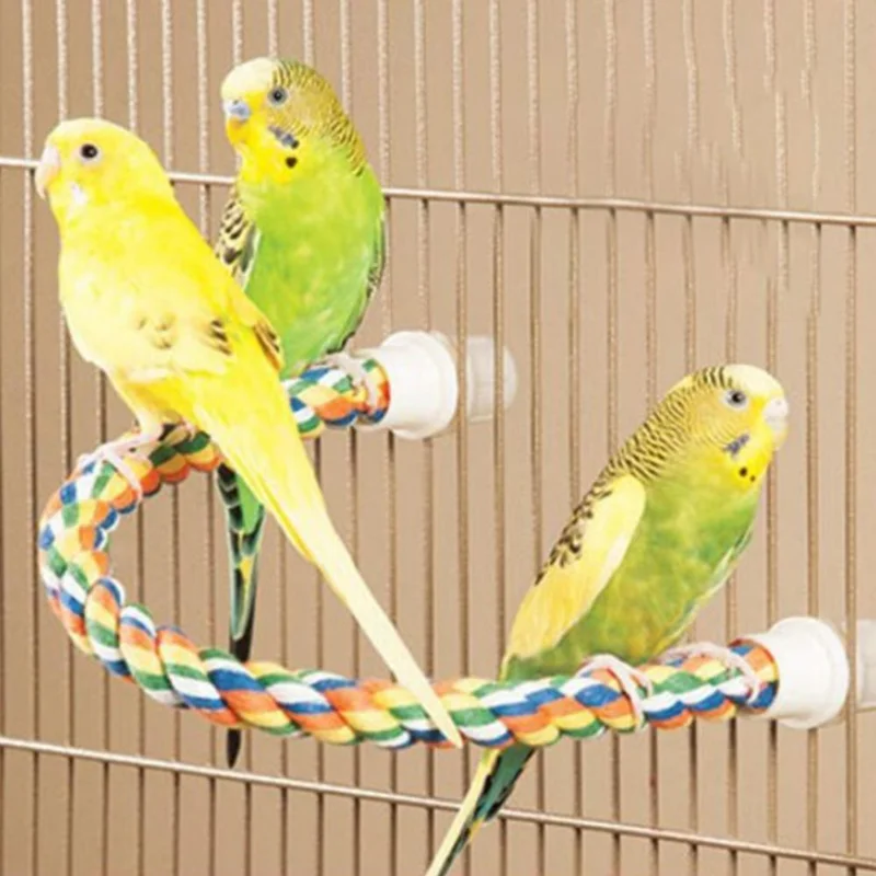 Juguete Molar para pájaros, cuerda de algodón duradera, perchas de pie para loros y mascotas multicolores para cacatúa, jaula para loros, juguete para pájaros y mascotas