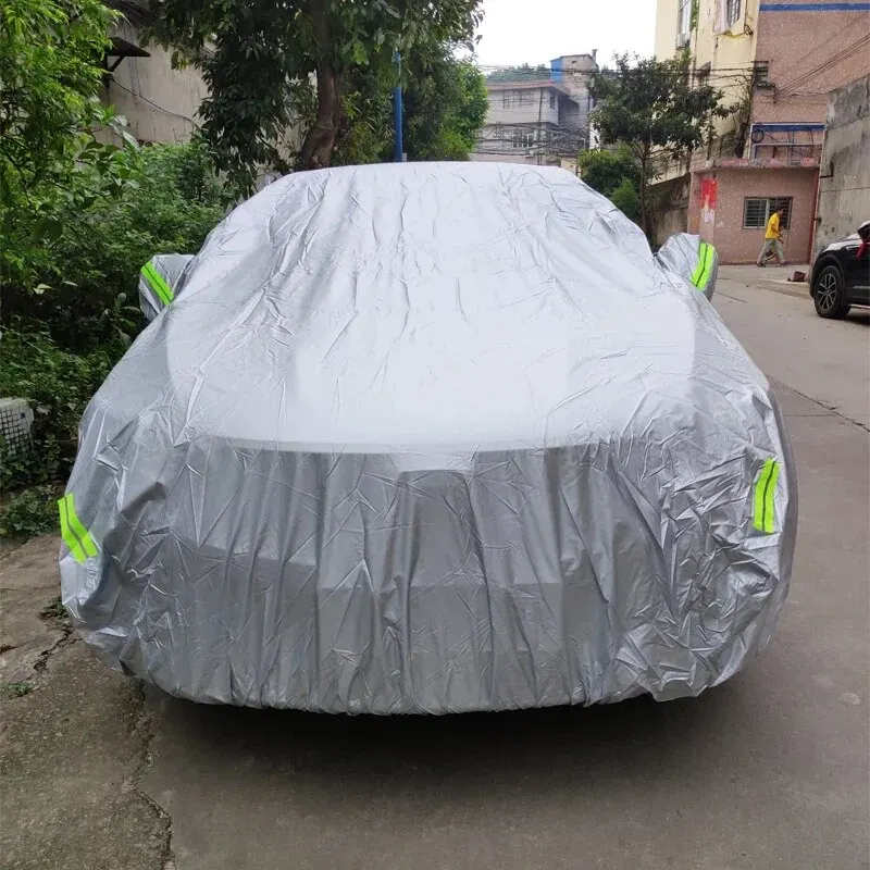 Cubierta Universal para coche y SUV/Sedán, impermeable al aire libre, sol, lluvia, nieve, protección UV, paraguas, S-XXL plateado