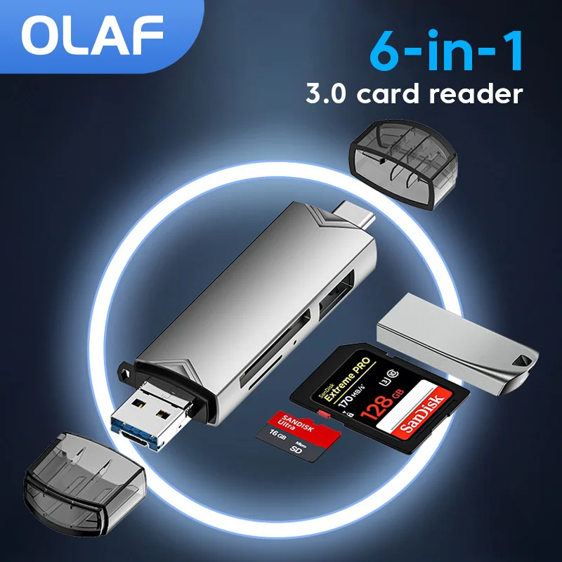 Lector de tarjetas Olaf OTG tipo C Micro tf sd tipo c a adaptador usb otg 6 en 1 USB 3,0 tarjeta TF unidad flash USB lector de tarjetas tipo C