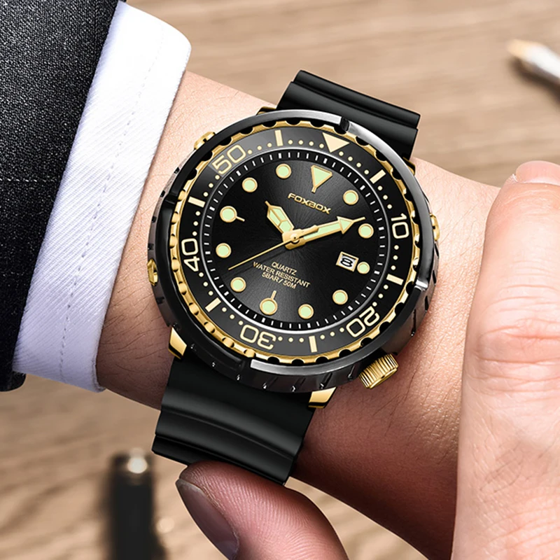 Reloj de buceo LIGE a la moda para hombre, marca superior de lujo, reloj de fecha resistente al agua 50ATM, relojes deportivos, reloj de pulsera de cuarzo para hombre, reloj Masculino