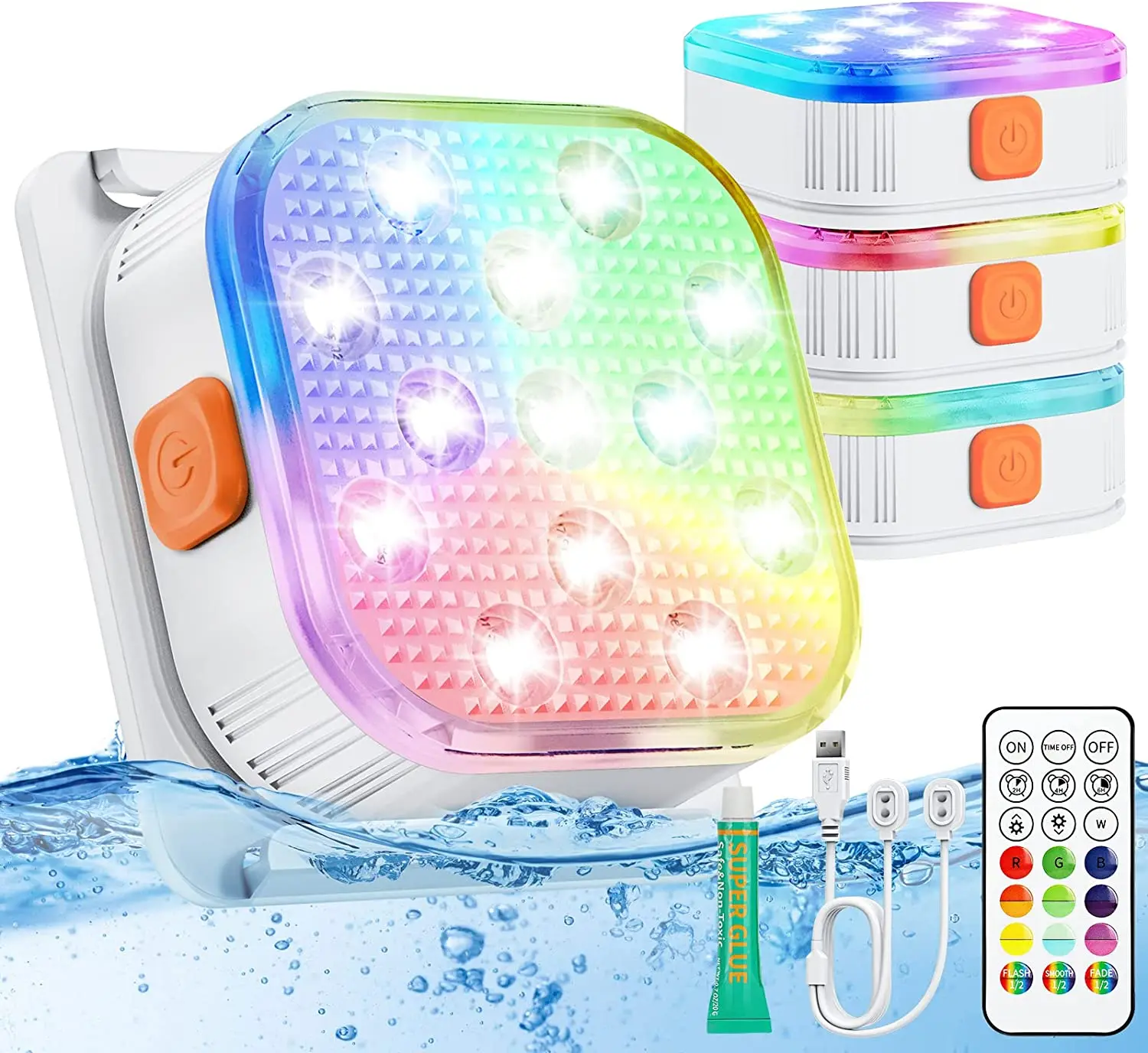 Luces subacuáticas LED sumergibles para piscina, luz recargable de 200 pies con Control remoto, temporizador que cambia de Color