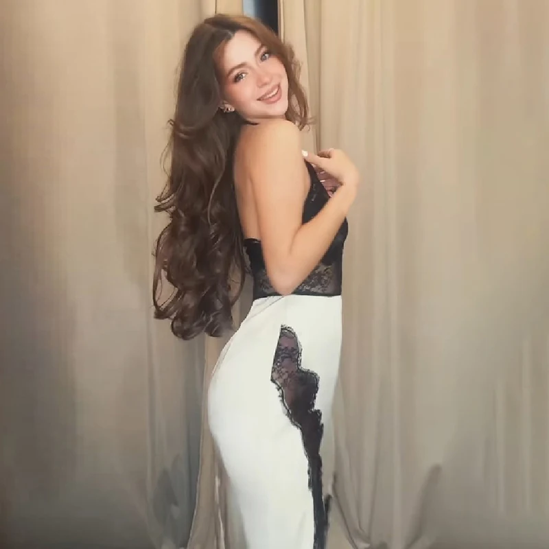 Vestido largo de encaje con espalda descubierta y tirantes, sexy, semitransparente, con abertura lateral alta, sin mangas, vestidos midi, elegantes vestidos de noche para damas, vestidos de fiesta.