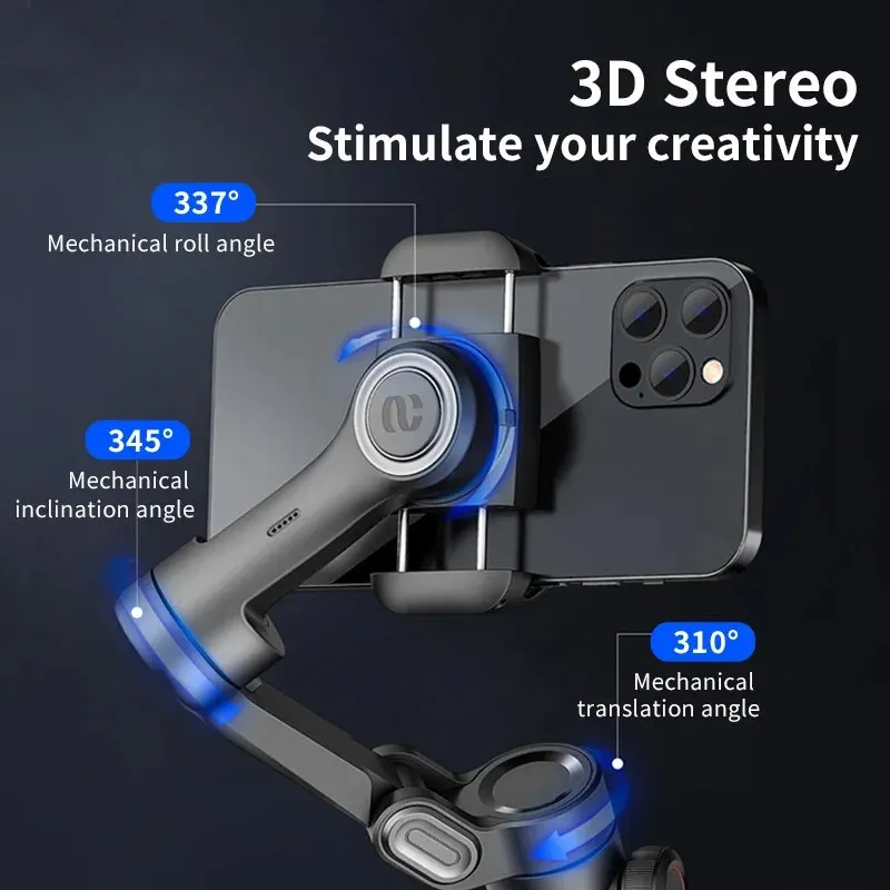 AOCHUAN Estabilizador de cardán portátil de 3 ejes SmartXE para teléfono inteligente para iPhone Android AI Seguimiento facial TikTok Vlog