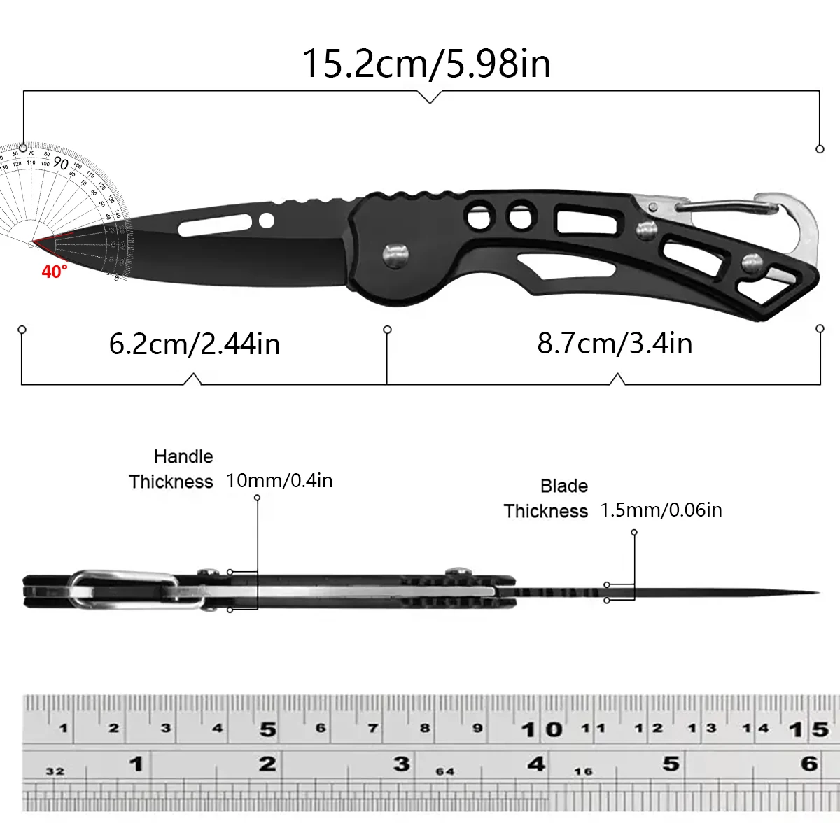 Juego de 6 Cuchillos Plegables Compactos de Acero Inoxidable, con Clip, Diseño de Hoja Dentada, Aptos para Mano Izquierda y Derecha, Ideales para Camping, Senderismo, Pesca y Actividades al Aire Libre