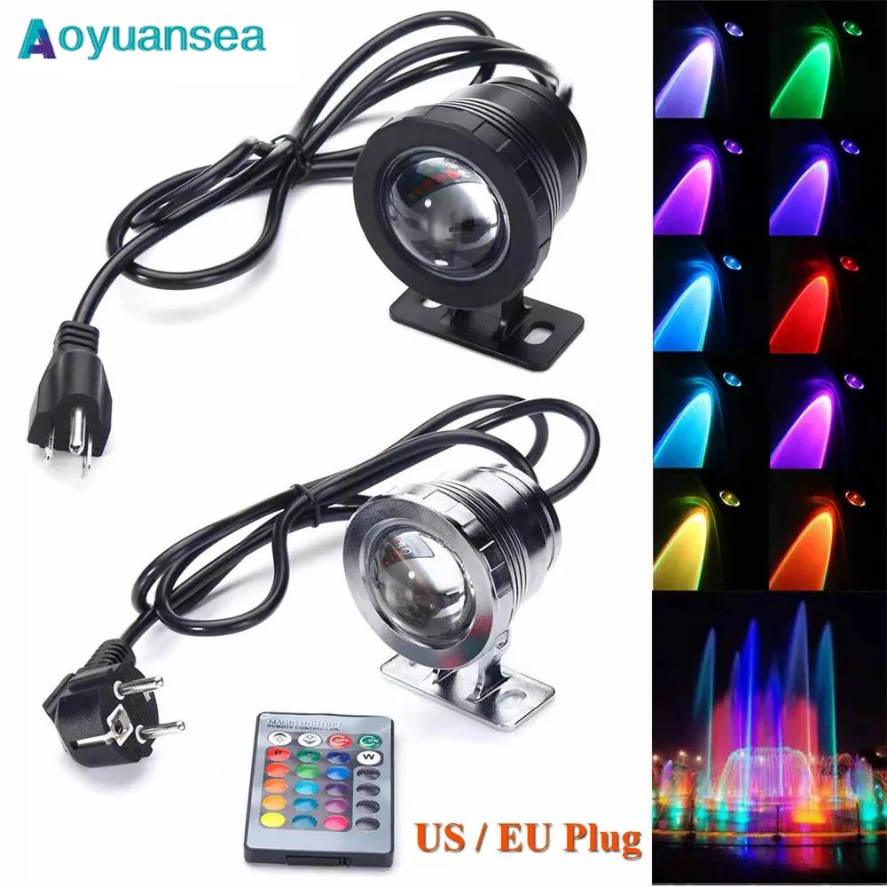 Bombilla LED subacuática RGB AC 110V 220V DC 12V 15W 10W lámpara de paisaje luz de inundación jardín al aire libre fuente decoración de piscina