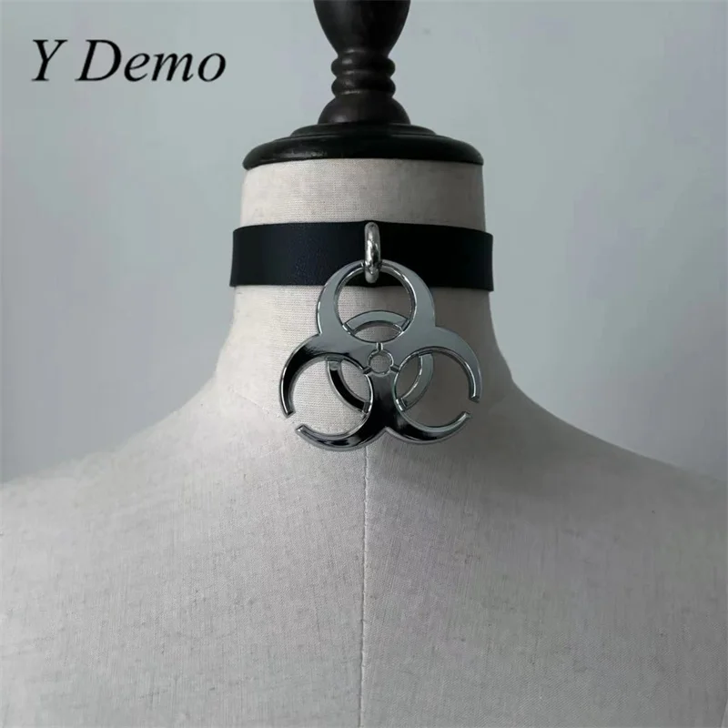 Y Demo Punk Colgante de residuos médicos Pu Cuero Gargantilla ajustable Rock Collar casual