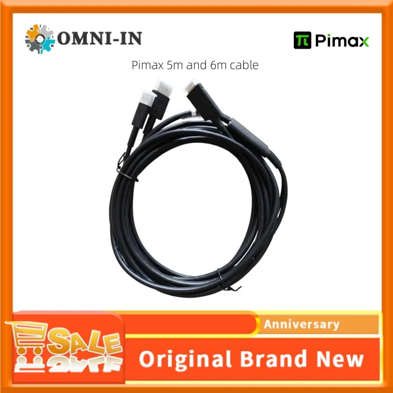 Cable de Fibra Óptica Pimax 6M y Cable de Luz Pimax Crystal - 5m/DP&USB 2 en 1/Requiere Adaptador de Corriente