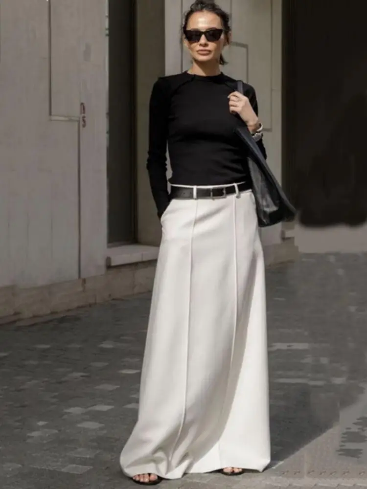 UOOZEE Falda Formal de Oficina para Mujer, Color Sólido, Línea H, Nueva Colección Primavera Verano 2026, Cintura Alta, Casual, Elegante, Larga