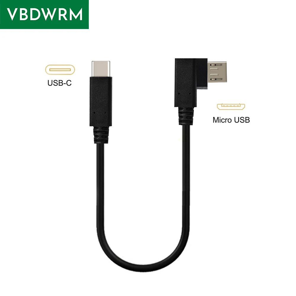 Cable USB C a Micro USB en ángulo, USB corto tipo C a Micro USB OTG, cable de sincronización de energía USB-C a Micro USB para Samsung XiaoMi Huawei