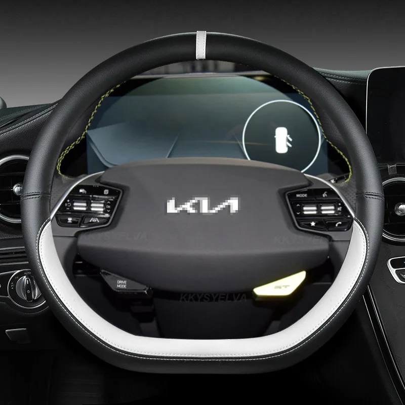 Protector para volante de coche de cuero de 38cm para KIA K5 KX5 K2 K3 GT marca Rio Cerato Sportage Stinger EV6 EV6 GT EV6 GT-line 2021 2022