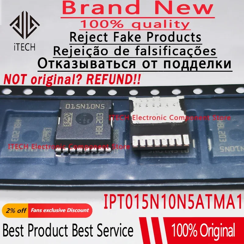Original IPT015N10N5 IPT015N10N5ATMA1 015N10N5 MOSFET N-CH 100V 300A 100% nuevo y genuino, lote de 10 unidades