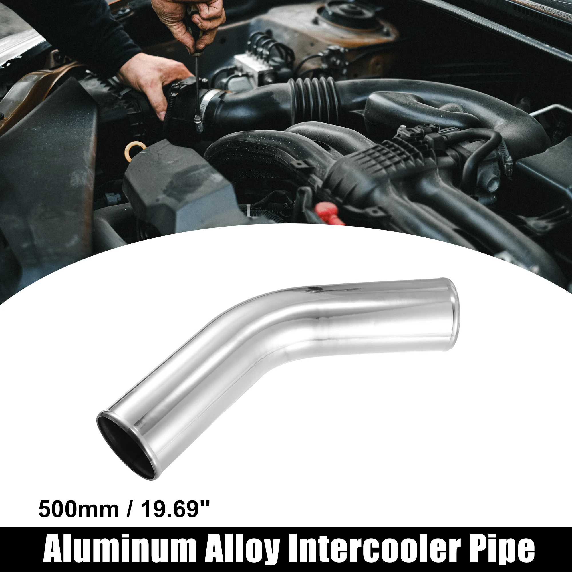 X Autohaux OD 34-102mm longitud 20 "300mm 500mm tubo de aleación de aluminio Intercooler tubo recto tubo de entrada de aire de 45 grados para coche
