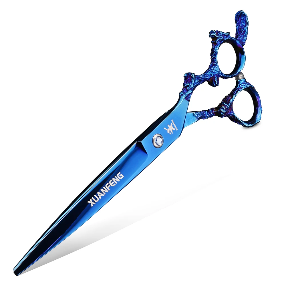 Tijeras para el cabello XUANTENG de 7 pulgadas con mango de dragón azul, tijeras de corte 440C, tijeras japonesas