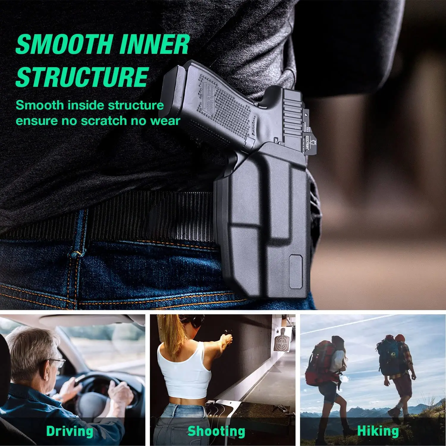 Funda compatible con Colt1911 /Elite Force 1911/Springfield1911/Taurus1911/ Kimber / Rock Island Armory/funda de polímero de liberación de pulgar OWB