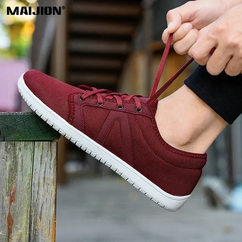 Zapatillas de deporte minimalistas descalzas para hombre, suela caída cero de ajuste ancho, relajación óptima, entrenador cruzado para hombre, zapatos descalzos con punta ancha