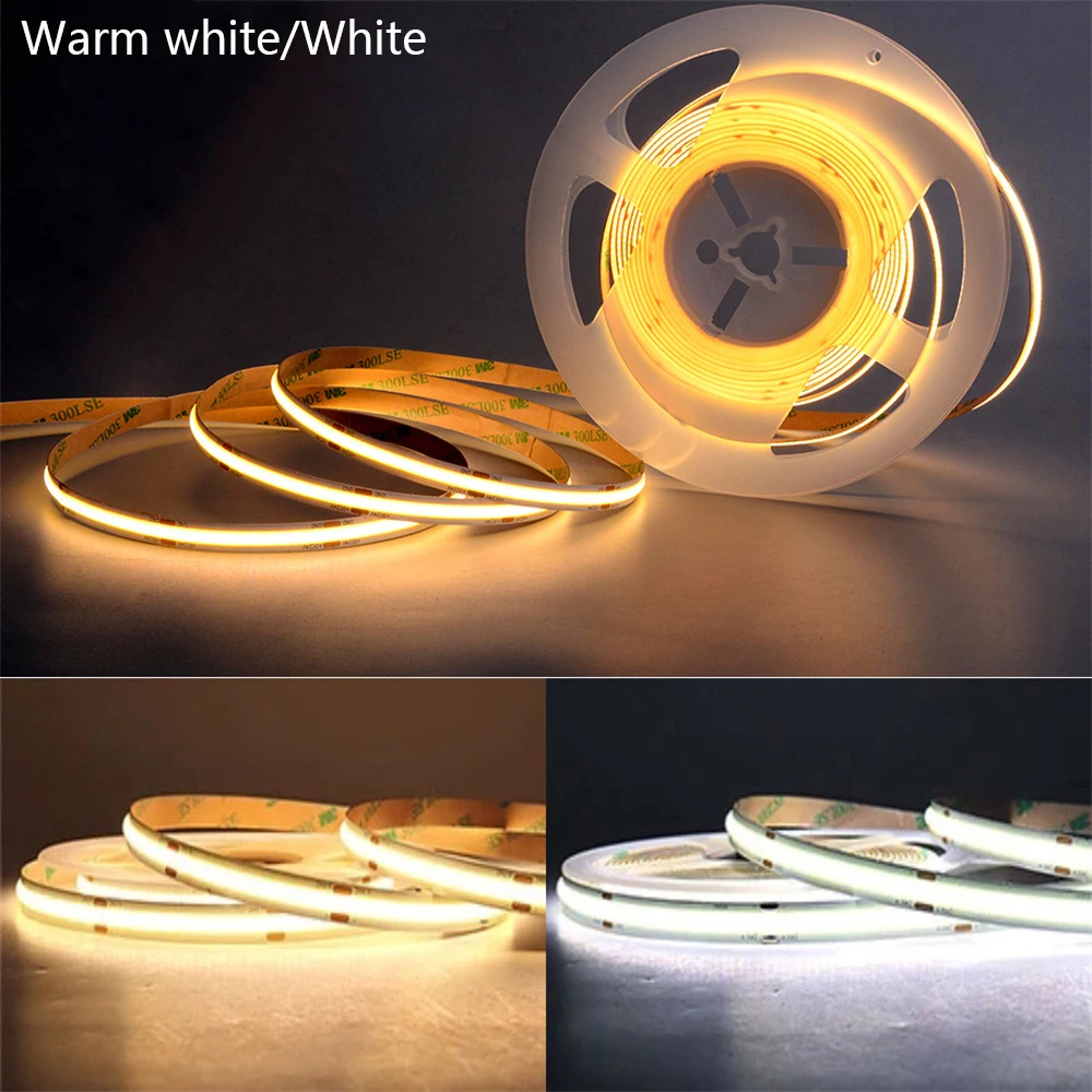 Tira de luces Led COB USB de 5V con atenuador de 3 teclas, cinta de diodo Flexible, blanco cálido para habitación, TV, espejo, retroiluminación, luz de gabinete