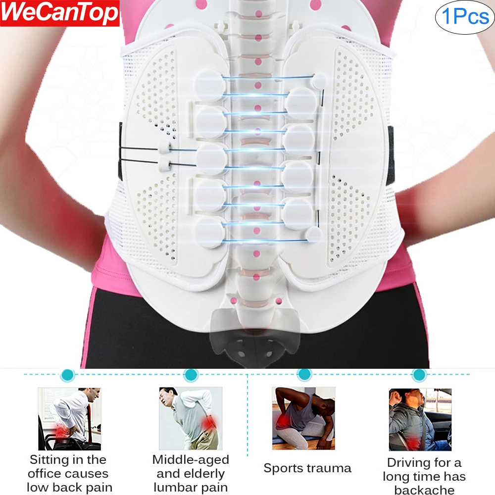 Cinturón de soporte Lumbar con sistema de polea para alivio del dolor de espalda baja, disco herniado, ciática, escoliosis