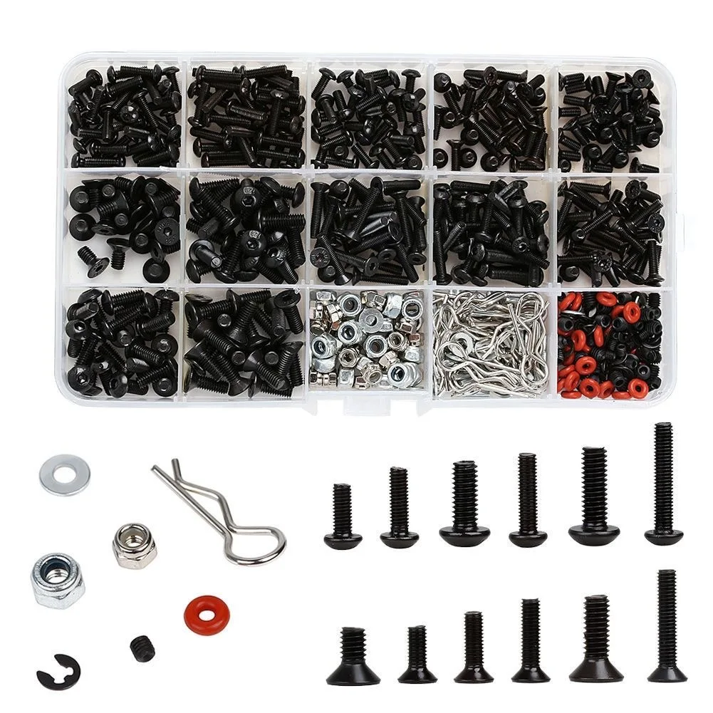 500 Uds Kit de tornillos Universal RC juego surtido de tornillos sujetadores de Hardware para Traxxas Axial Redcat HPI Arrma Losi 1/8 1/10 1/12