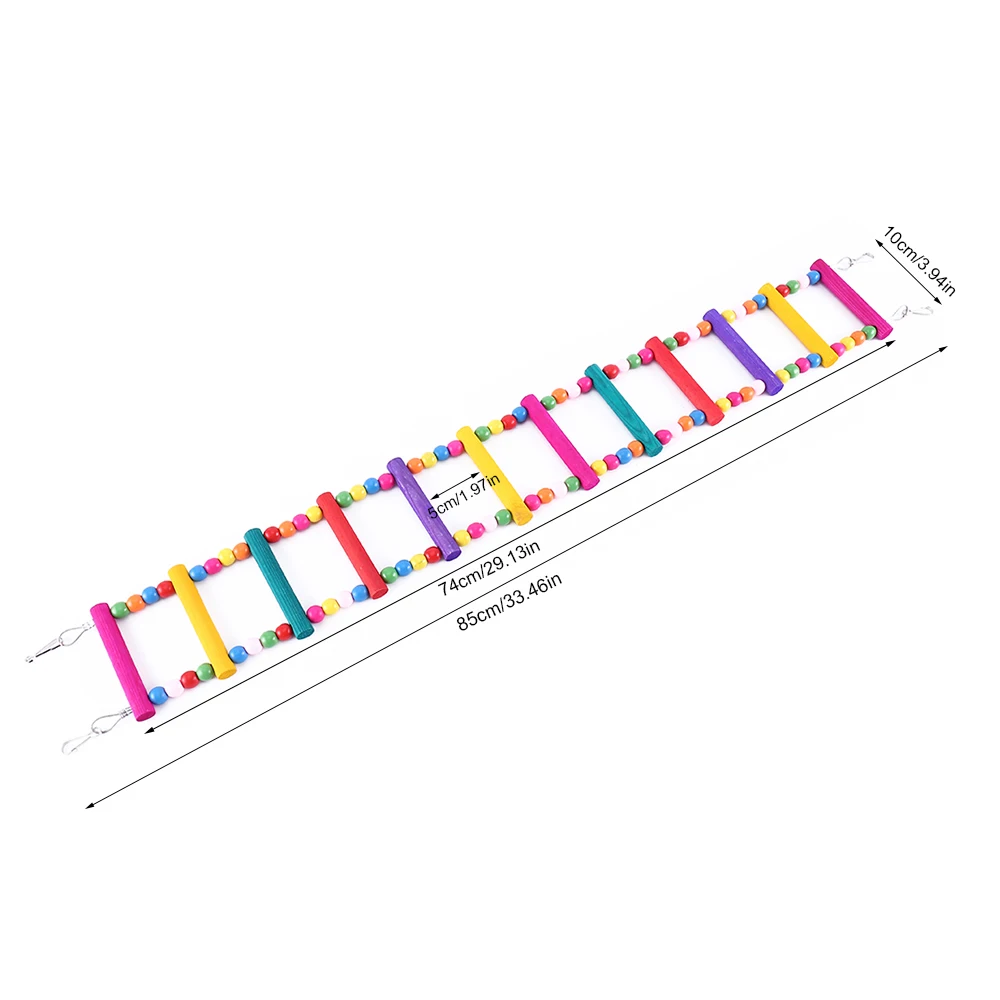Escalera de escalada colgante de madera Multicolor, juguetes, escaleras de 12 escalones, columpios de puente coloridos para pájaros, loros, periquitos, cacatúas y periquitos