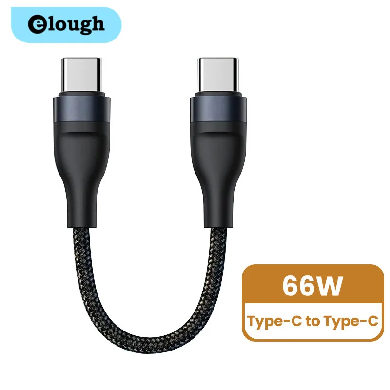 Cable de datos de 0,25 M USB C a tipo C Cable de datos de carga rápida Cable corto 66W tipo C para iPhone 15 Huawei Samsung banco de energía portátil