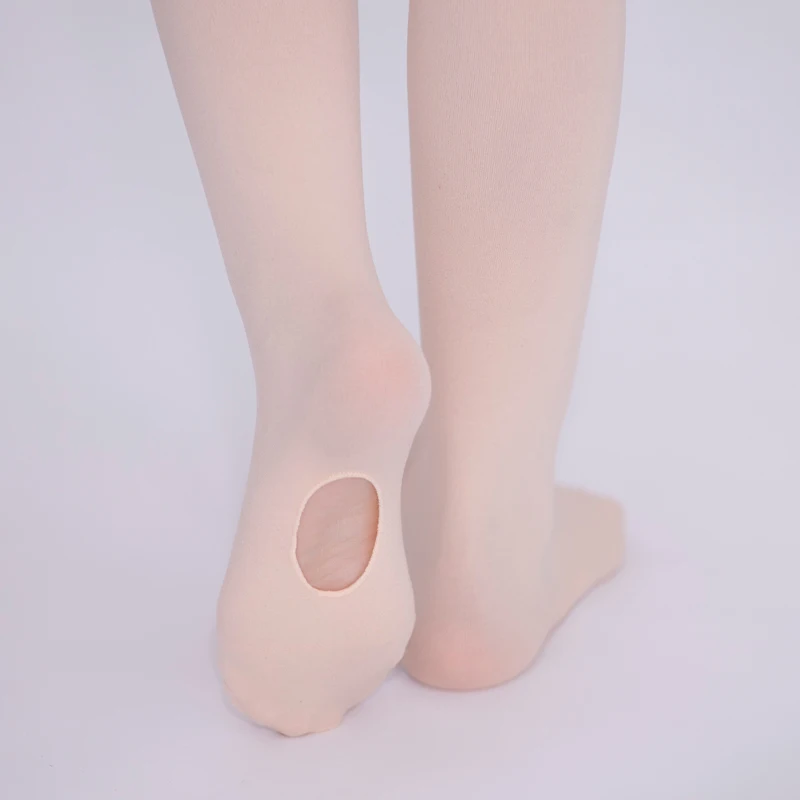 TOVEKIN Pantimedias Profesionales de Ballet para Niñas y Adultas, Leggings Blancos para Danza con Orificio, Medias Negras