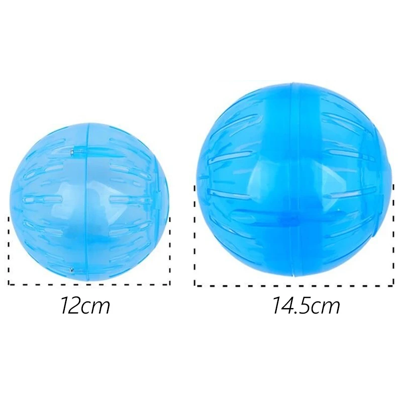 Cinta de correr translúcida esférica para hámster, juguete divertido para mascotas, bola de plástico duradera, diámetro de 10-14,5 CM