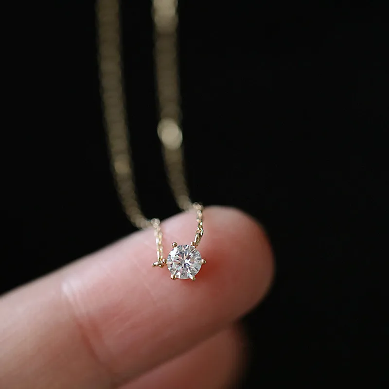 Collar chapado en oro de 14k de Plata de Ley 925, cadena de clavícula de circón brillante única versátil para mujer, joyería de boda