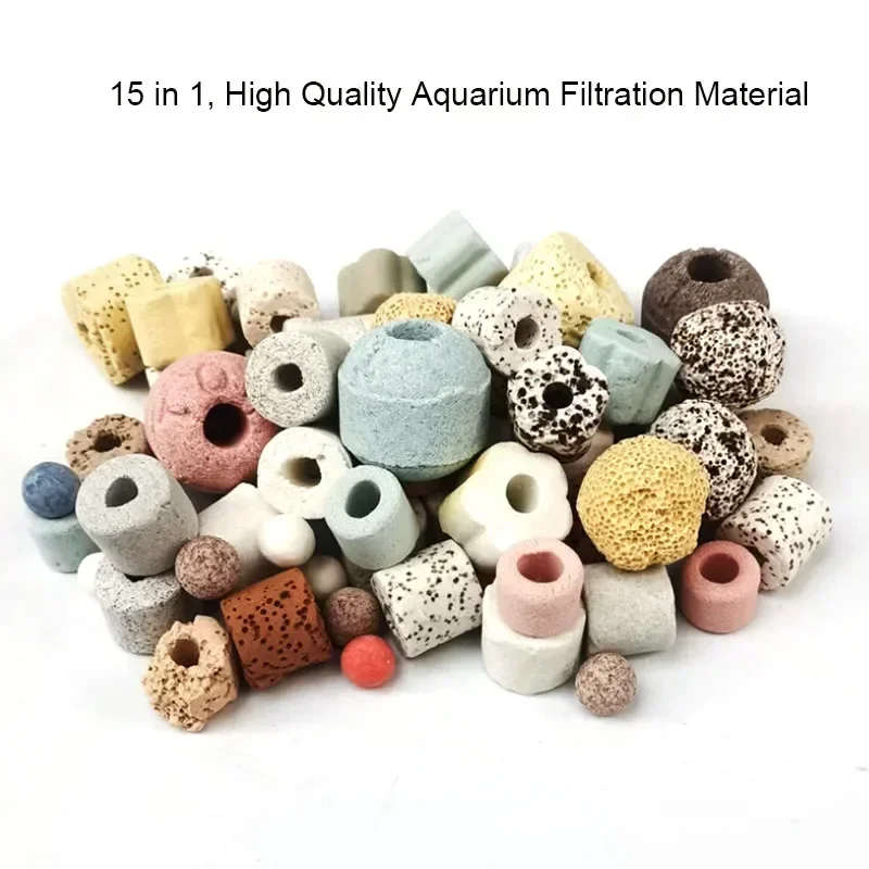 100g 250g 15 tipos de bolas biológicas para acuario, medios de filtro de bola bioquímica para accesorios de filtro de acuario para pecera efectiva
