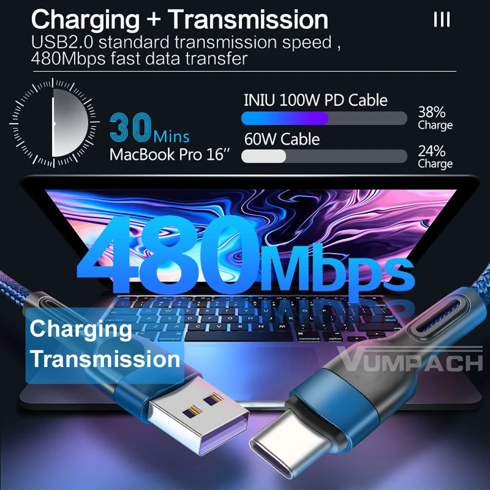 Cable usb c 5A tipo c rápido, cable de datos de carga rápida, cable usb c para Samsung s21 s20 A51 xiaomi mi 10 redmi note 9s 8t