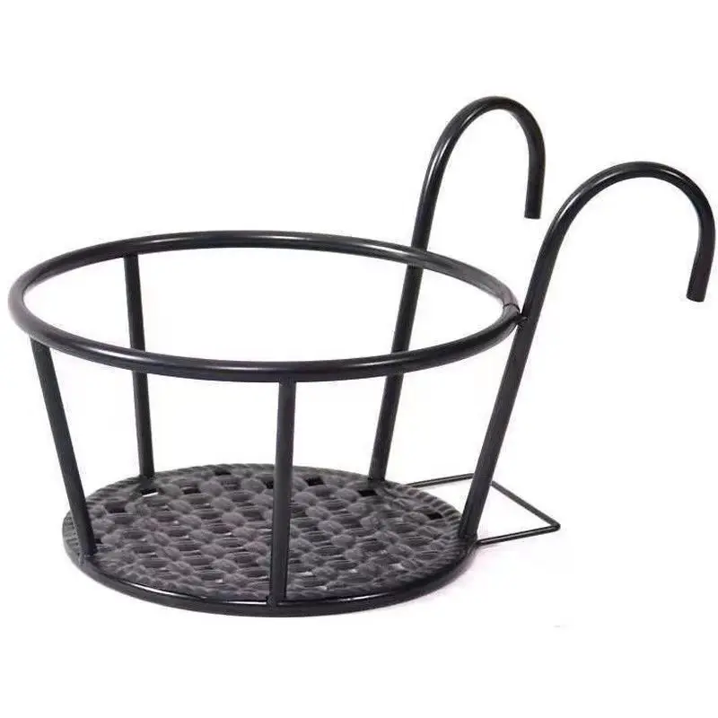 Cestas colgantes de arte del hierro, maceta, balcón, planta colgante, estantes redondos, barandilla, valla, ventana al aire libre, soporte para bonsái, decoración, 1 ud.