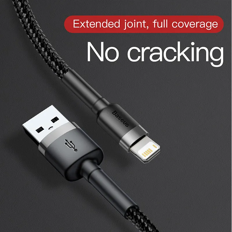 Cable USB Baseus para iPhone14 13 12 11 Pro Max Xs X 8 Plus Cable 2.4A Cable de carga rápida para iPhone Cable cargador línea de datos USB
