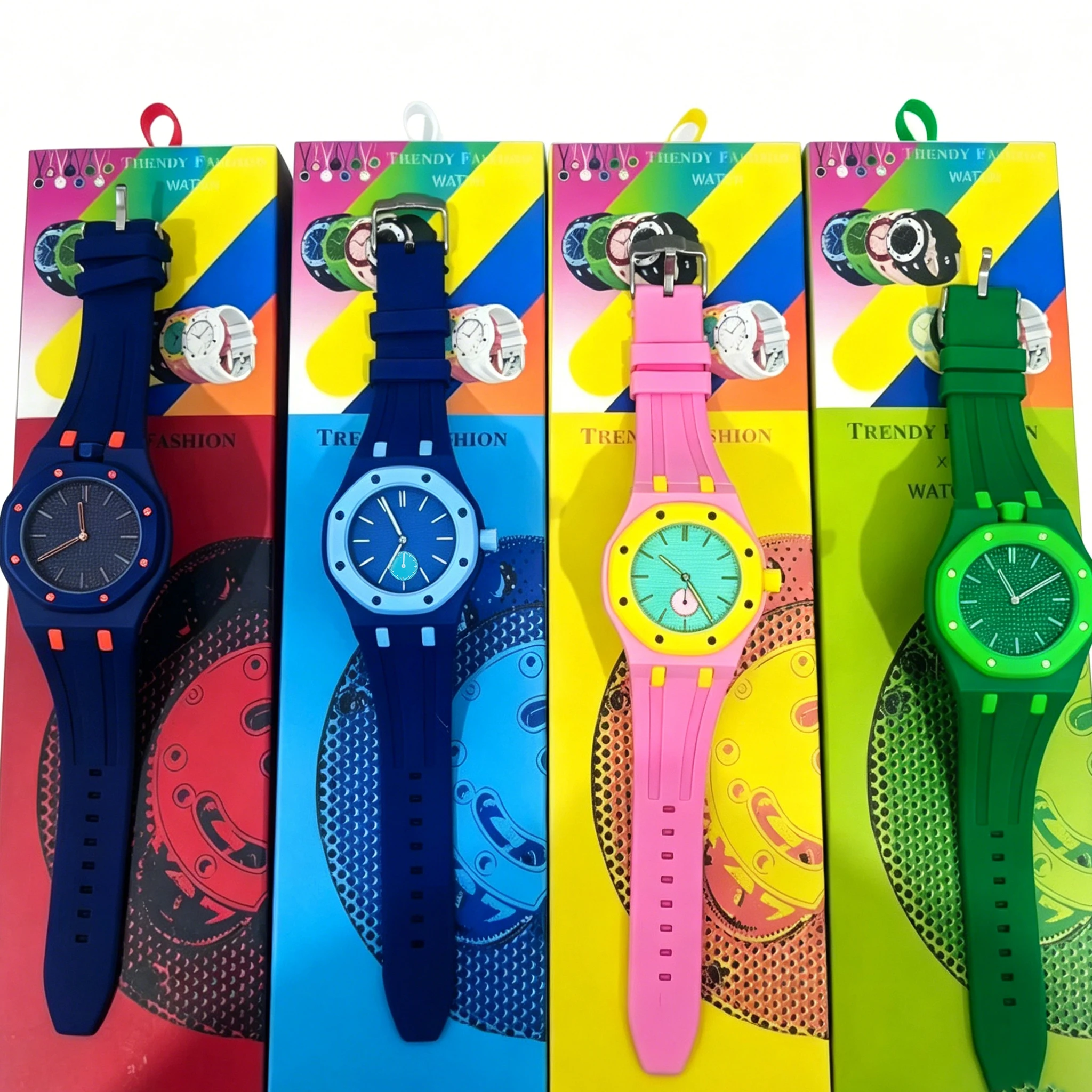 Reloj de Cuarzo de Bolsillo Clásico Royal de Moda para Hombre, Movimiento Octogonal, Color Caramelo, Personalidad Única, Correa de Goma Extraíble